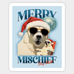 Merry Mischief Stay Chill Polar Bear Christmas Sticker